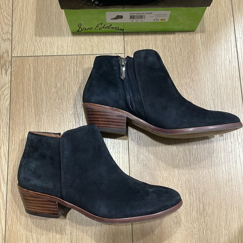 Sam Edelman Petty Booties Suede Ankle Boots Black Women’s 5.5